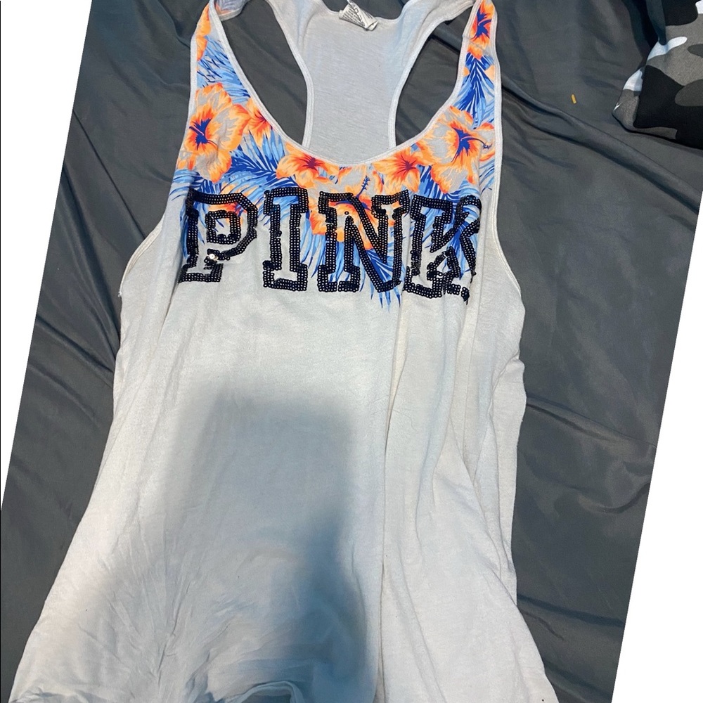 Bright floral pink tank top